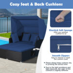 Patio Rattan Daybed with Retractable Canopy and Side Tables - Image 7