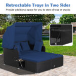 Patio Rattan Daybed with Retractable Canopy and Side Tables - Image 8