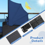 Patio Rattan Daybed with Retractable Canopy and Side Tables - Image 9