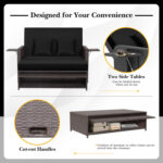 Patio Rattan Daybed with 4-Level Adjustable Backrest and Retractable Side Tray - Image 11