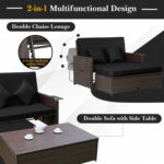 Patio Rattan Daybed with 4-Level Adjustable Backrest and Retractable Side Tray - Image 6