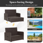 Patio Rattan Daybed with 4-Level Adjustable Backrest and Retractable Side Tray - Image 7