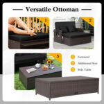 Patio Rattan Daybed with 4-Level Adjustable Backrest and Retractable Side Tray - Image 8