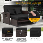 Patio Rattan Daybed with 4-Level Adjustable Backrest and Retractable Side Tray - Image 9