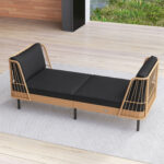 Patio Wicker Daybed Outdoor Boho Rattan Loveseat Sofa with Seat and Back Cushions - Image 3