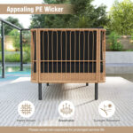 Patio Wicker Daybed Outdoor Boho Rattan Loveseat Sofa with Seat and Back Cushions - Image 6