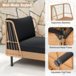 Patio Wicker Daybed Outdoor Boho Rattan Loveseat Sofa with Seat and Back Cushions - Image 8