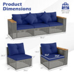 Patio Wicker Sectional Furniture Set with 1 Armless and 2 Corner Sofas for Garden - Image 5