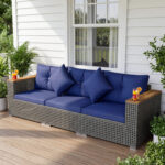 Patio Wicker Sectional Furniture Set with 1 Armless and 2 Corner Sofas for Garden - Image 6