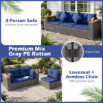 Patio Wicker Sectional Furniture Set with 1 Armless and 2 Corner Sofas for Garden - Image 10