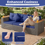 Patio Wicker Sectional Furniture Set with 1 Armless and 2 Corner Sofas for Garden - Image 11