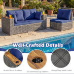 Patio Wicker Sectional Furniture Set with 1 Armless and 2 Corner Sofas for Garden - Image 12