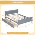 Queen Size Bed Frame with 2 Storage Drawers and Footboard - Image 5