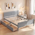Queen Size Bed Frame with 2 Storage Drawers and Footboard - Image 7