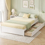 Queen Size Bed Frame with 2 Rolling Storage Drawers - Image 2