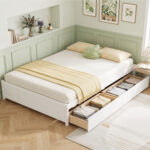 Queen Size Bed Frame with 2 Rolling Storage Drawers - Image 6