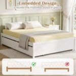 Queen Size Bed Frame with 2 Rolling Storage Drawers - Image 8