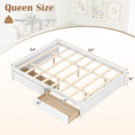 Queen Size Bed Frame with 2 Rolling Storage Drawers - Image 4