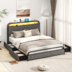Twin/Full/Queen Size Bed Frame with LED Lights and Charging Station - Image 2