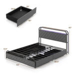 Twin/Full/Queen Size Bed Frame with LED Lights and Charging Station - Image 4