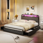Twin/Full/Queen Size Bed Frame with LED Lights and Charging Station - Image 6