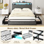 Twin/Full/Queen Size Bed Frame with LED Lights and Charging Station - Image 7