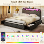 Twin/Full/Queen Size Bed Frame with LED Lights and Charging Station - Image 9