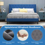 Queen Size Upholstered Platform Bed with Button Tufted Wingback Headboard - Image 10