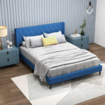 Queen Size Upholstered Platform Bed with Button Tufted Wingback Headboard - Image 3