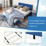 Queen Size Upholstered Platform Bed with Button Tufted Wingback Headboard - Image 9