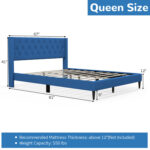 Queen Size Upholstered Platform Bed with Button Tufted Wingback Headboard - Image 5