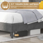 Full/Queen Size Upholstered Platform Bed Frame with Button Tufted Headboard - Image 6