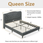 Full/Queen Size Upholstered Platform Bed Frame with Button Tufted Headboard - Image 5