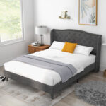 Full/Queen Size Upholstered Platform Bed Frame with Button Tufted Headboard - Image 8