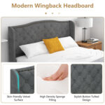 Full/Queen Size Upholstered Platform Bed Frame with Button Tufted Headboard - Image 9