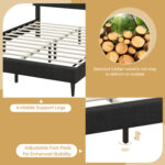 Queen Size Upholstered Bed Frame with Nailhead Trim Headboard - Image 9