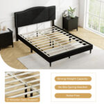 Queen Size Upholstered Bed Frame with Nailhead Trim Headboard - Image 10