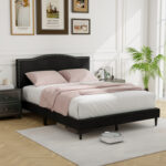 Queen Size Upholstered Bed Frame with Nailhead Trim Headboard - Image 5