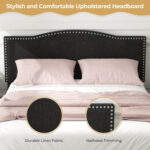 Queen Size Upholstered Bed Frame with Nailhead Trim Headboard - Image 6