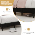 Queen Size Upholstered Bed Frame with Nailhead Trim Headboard - Image 8