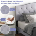 Queen Size Upholstered Platform Bed with Button Tufted Headboard - Image 10