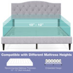 Queen Size Upholstered Platform Bed with Button Tufted Headboard - Image 11