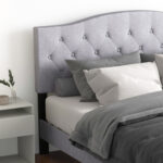 Queen Size Upholstered Platform Bed with Button Tufted Headboard - Image 6