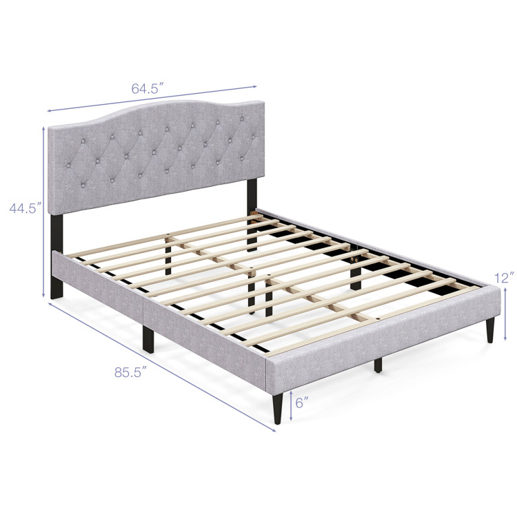 Queen Size Upholstered Platform Bed with Button Tufted Headboard - Image 4
