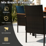 7 Pieces Rattan Patio Dining Set with Stackable Chairs and Umbrella Hole - Image 12