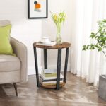 Farmhouse Rustic Round Side Table Nightstand End Table - Image 3