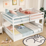 Solid Wood Full Over Full Low Bunk Bed with Storage Stairs - Image 11
