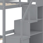 Solid Wood Twin Over Full Low Bunk Bed with Storage Stairs - Image 8