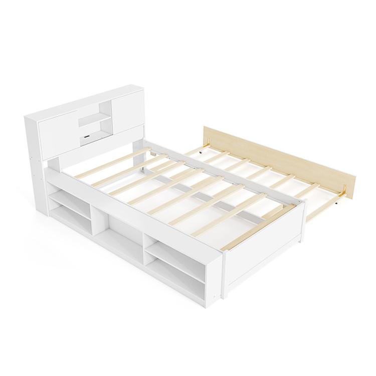 TWIN_WHITE_BED-3.jpg Twin Size Bed Frame with Trundle and Power Outlets - Image 1