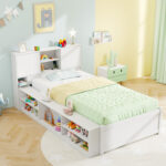 Twin Size Bed Frame with Trundle and Power Outlets - Image 10
